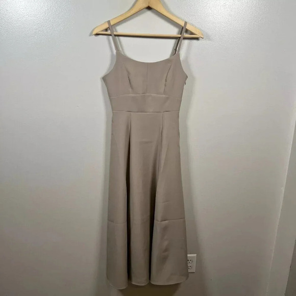 Snidel A-line Midi Dress One Size Taupe Neutral Event Special Occasion Cocktail - Picture 1 of 7